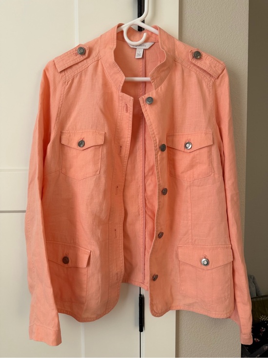 Relativity Jackets & Blazers - Women’s Lightweight Coral/peach Utility Jacket 100% Linen size large